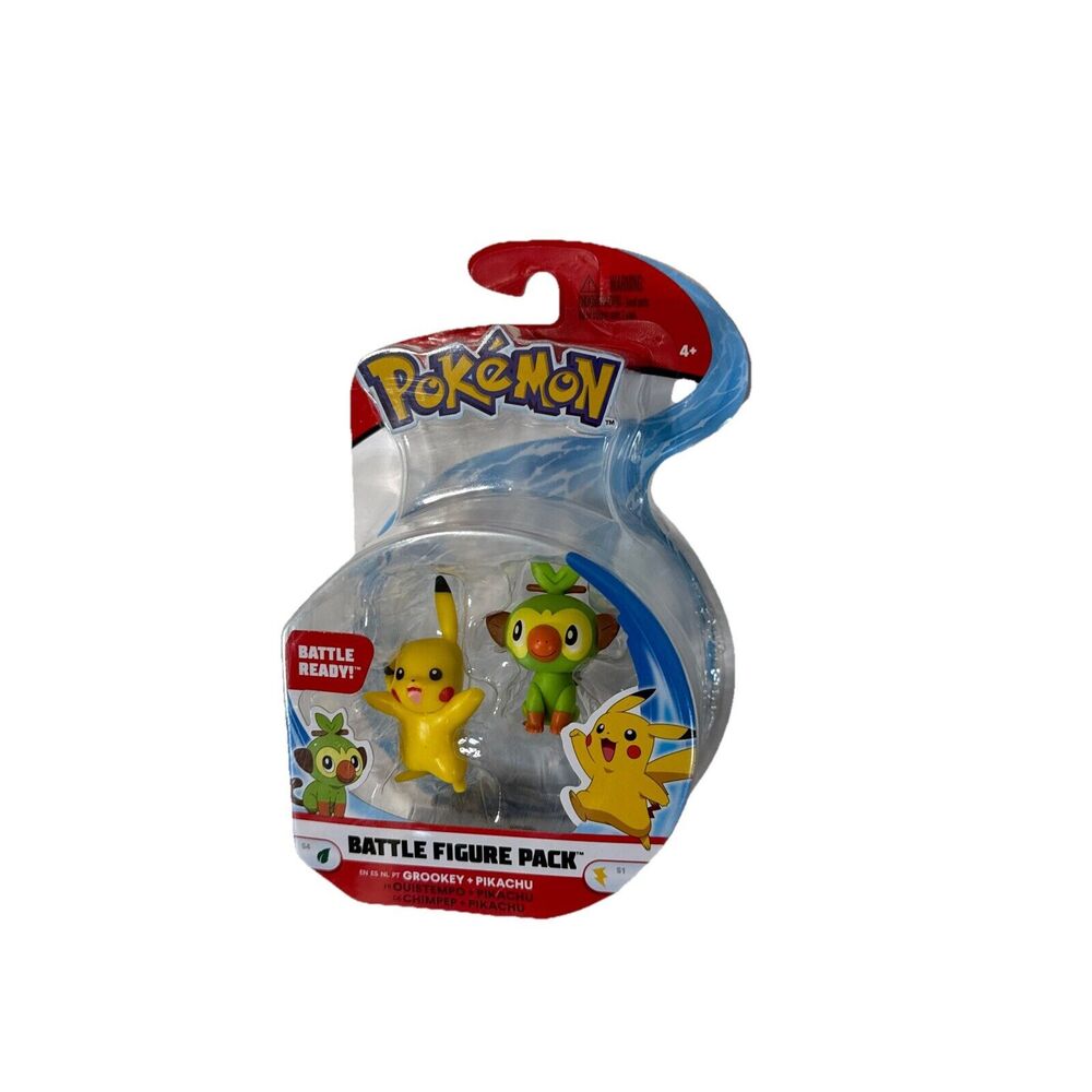 Pikachu & Grookey Pokemon Battle Figure Pack 2020 Wicked Cool Toys NEW SEALED